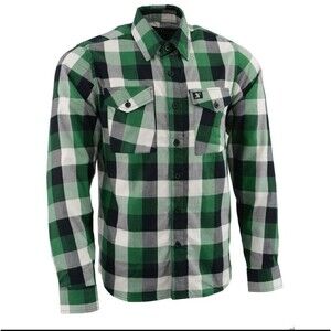 MILWAUKEE LEATHER Men's Green & White Flannel Work‎ Shirt Sz XL Gorpcore Utility